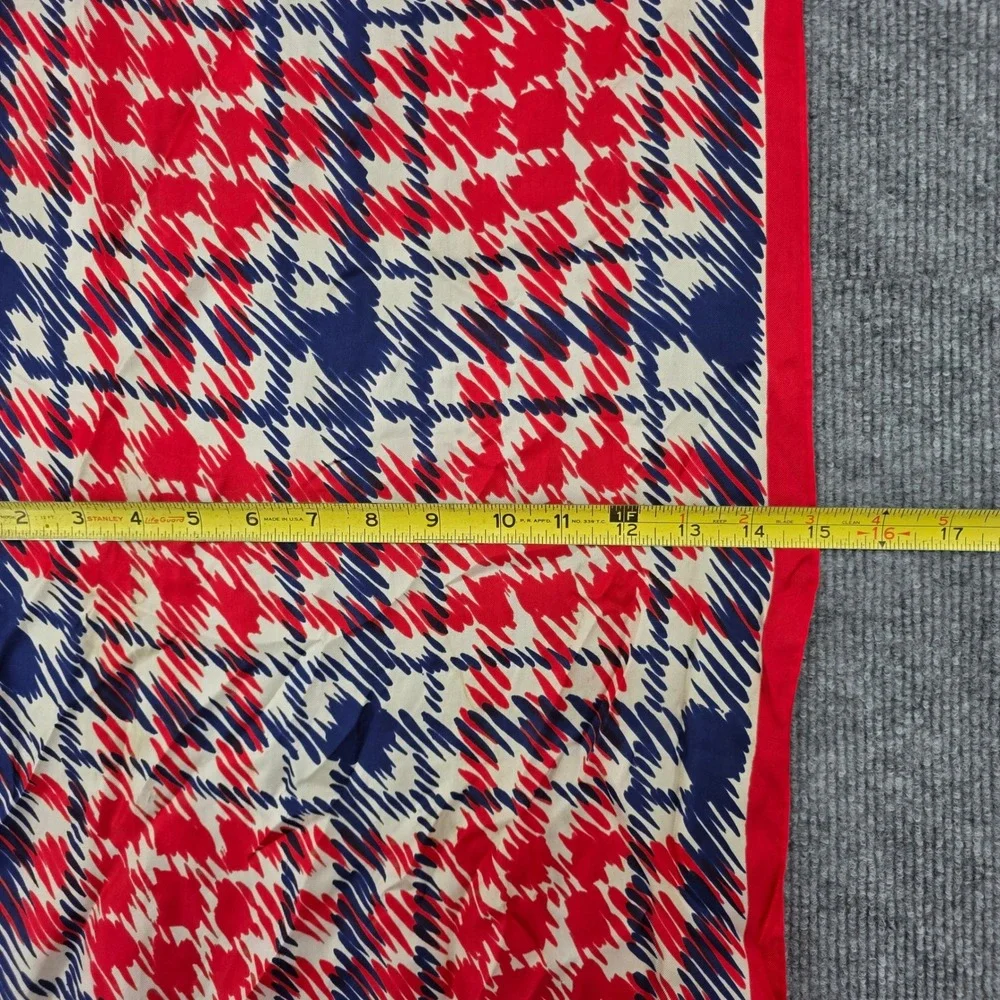 Vintage Mode Maker Ben Goodman Red Navy Silk Scarf Hand Rolled Japan Houndstooth